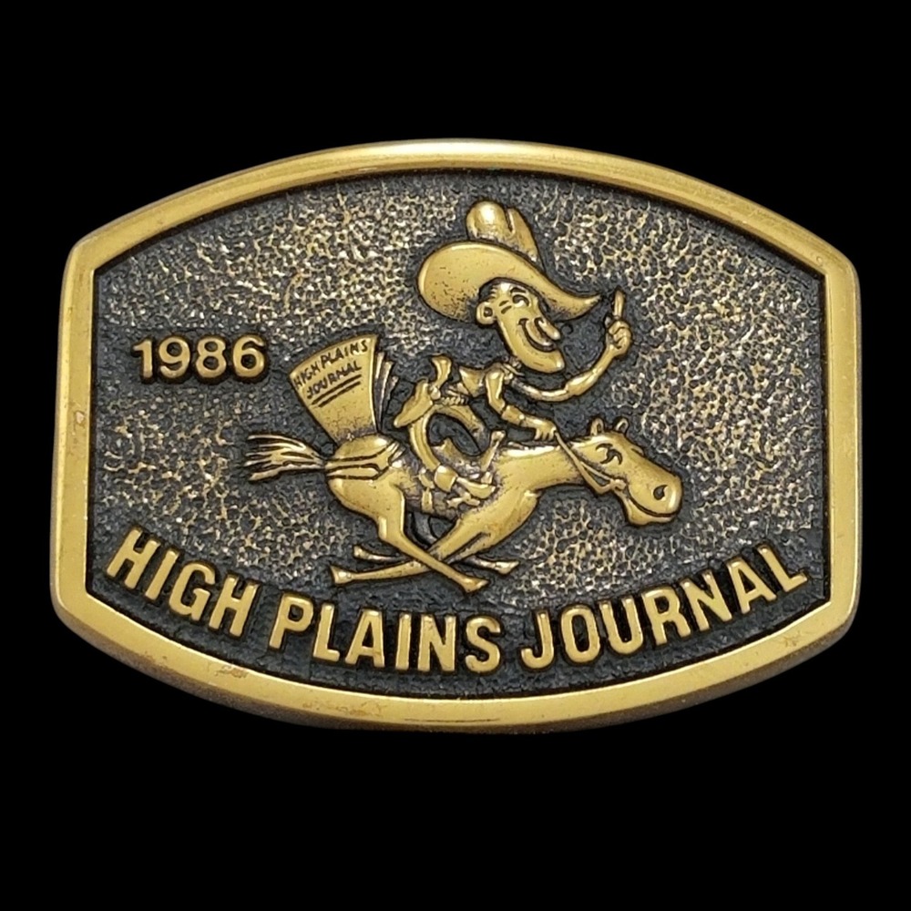 Vintage 1986 High Plains Journal Belt‎ Buckle Limited Edition 411 Cowboy Brass